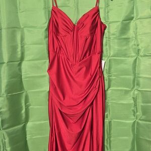 B Darlin Strapless Red Draped Dress
